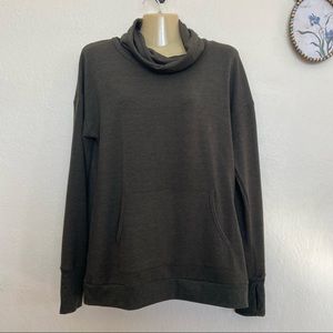 Onzie Flow Cowl Neck Open Back Pullover Sweatshirt